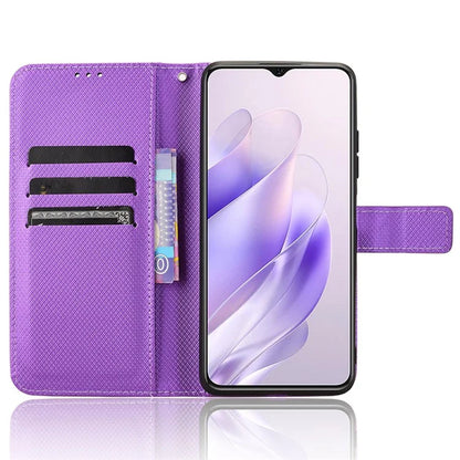 For Oukitel C37 Case Diamond Texture Leather Phone Cover TPU Interior Shell