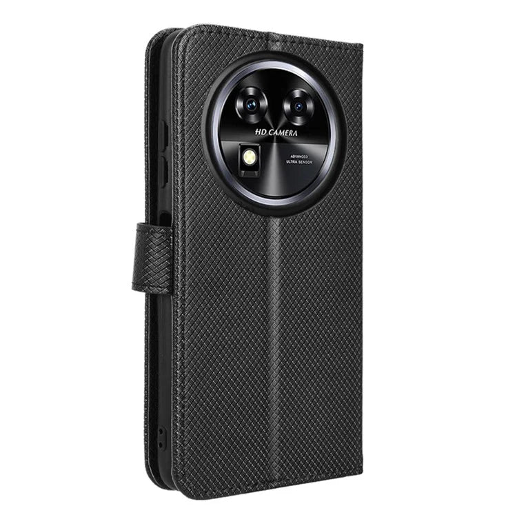 For Oukitel C37 Case Diamond Texture Leather Phone Cover TPU Interior Shell