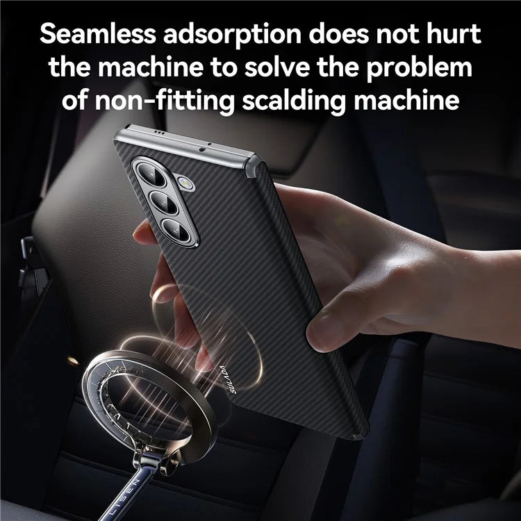 SULADA For Samsung Galaxy Z Fold6 5G Magnetic Case Carbon Fiber Texture Leather+PC Phone Cover