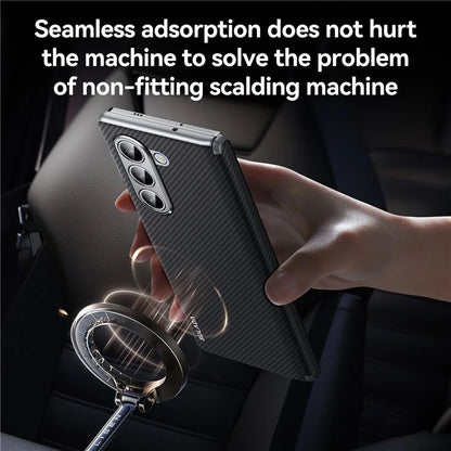 SULADA For Samsung Galaxy Z Fold6 5G Magnetic Case Carbon Fiber Texture Leather+PC Phone Cover
