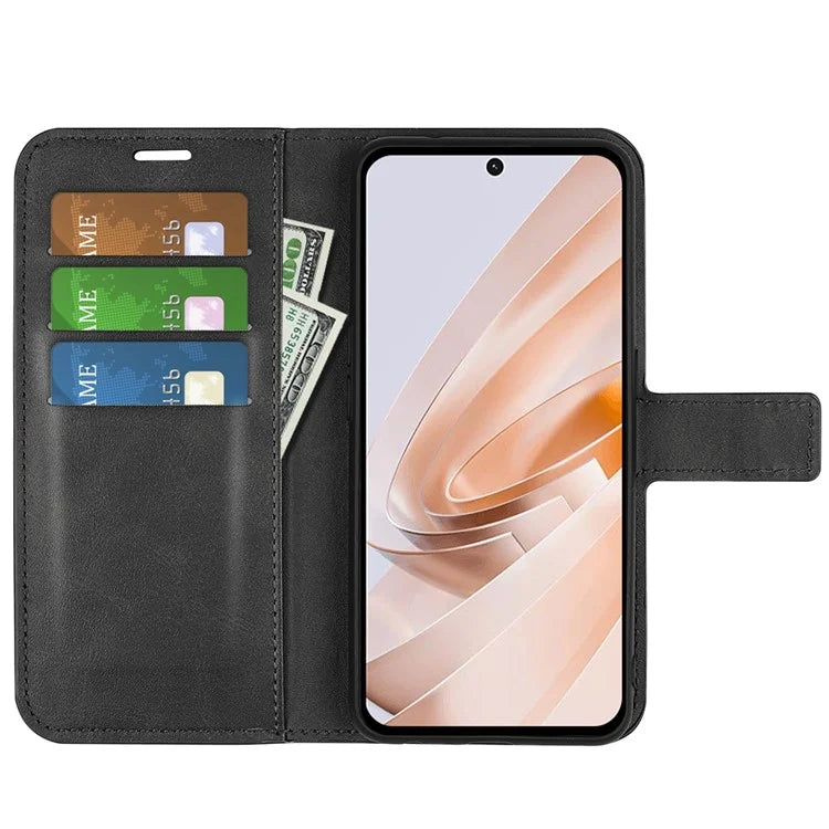 For Xiaomi Redmi Note 13R 5G / Redmi 13 4G / Poco M6 4G Wallet Case Leather Phone Cover Calf Texture
