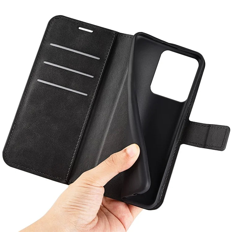 For Xiaomi Redmi Note 13R 5G / Redmi 13 4G / Poco M6 4G Wallet Case Leather Phone Cover Calf Texture