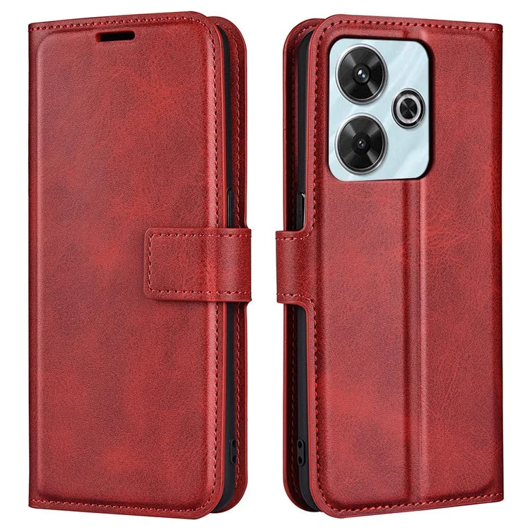 For Xiaomi Redmi Note 13R 5G / Redmi 13 4G / Poco M6 4G Wallet Case Leather Phone Cover Calf Texture
