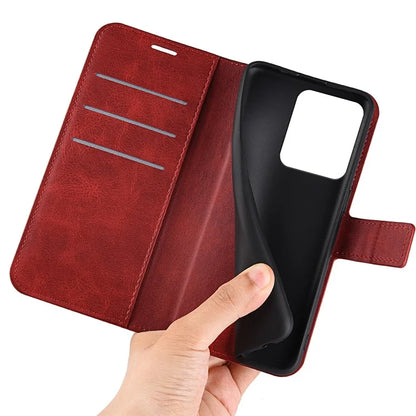 For Xiaomi Redmi Note 13R 5G / Redmi 13 4G / Poco M6 4G Wallet Case Leather Phone Cover Calf Texture