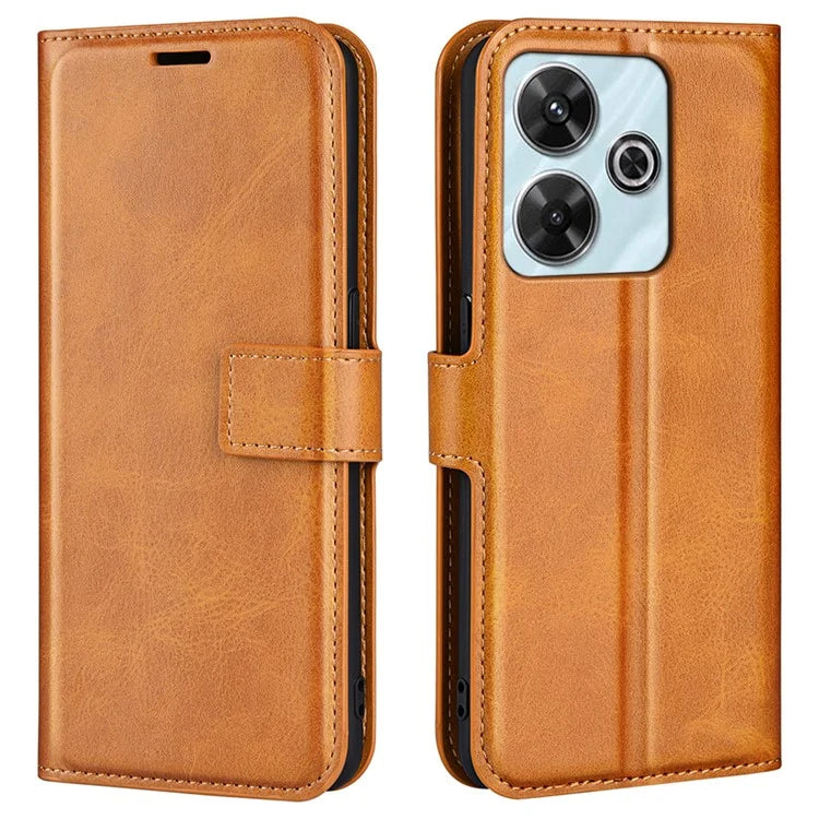 For Xiaomi Redmi Note 13R 5G / Redmi 13 4G / Poco M6 4G Wallet Case Leather Phone Cover Calf Texture