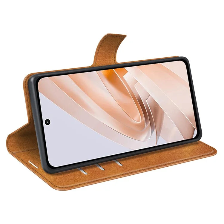 For Xiaomi Redmi Note 13R 5G / Redmi 13 4G / Poco M6 4G Wallet Case Leather Phone Cover Calf Texture