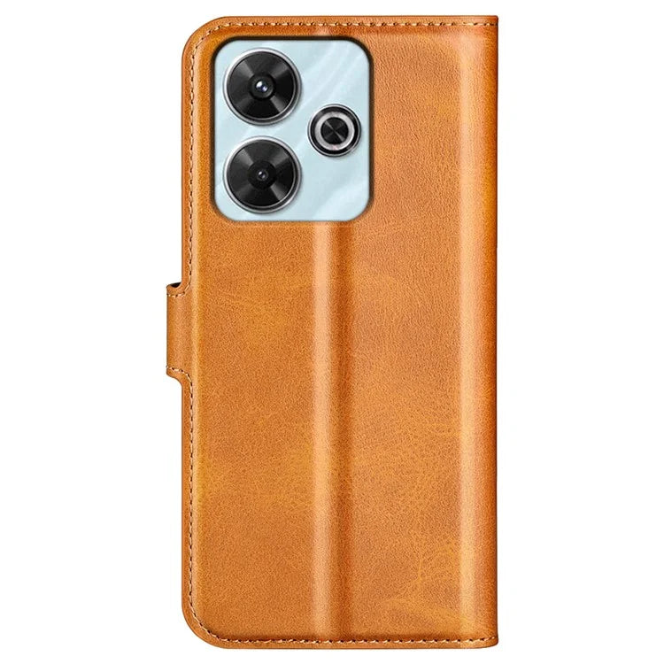 For Xiaomi Redmi Note 13R 5G / Redmi 13 4G / Poco M6 4G Wallet Case Leather Phone Cover Calf Texture