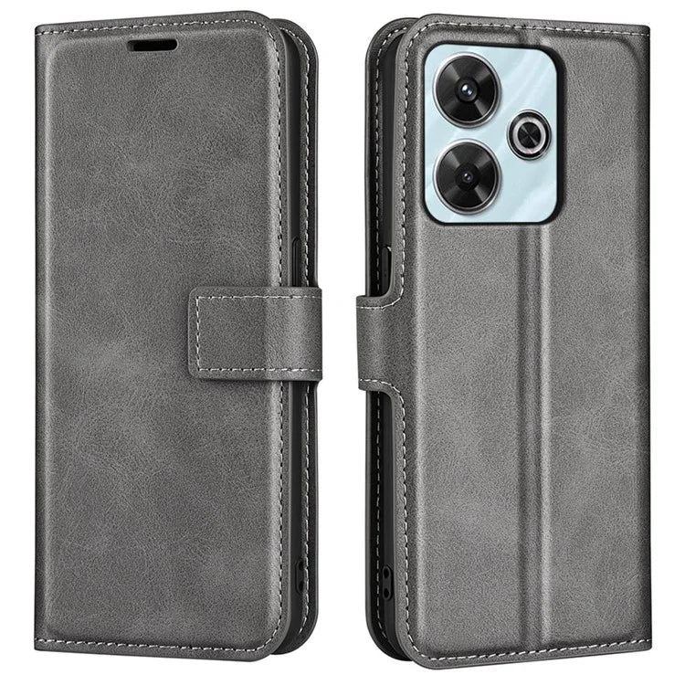 For Xiaomi Redmi Note 13R 5G / Redmi 13 4G / Poco M6 4G Wallet Case Leather Phone Cover Calf Texture