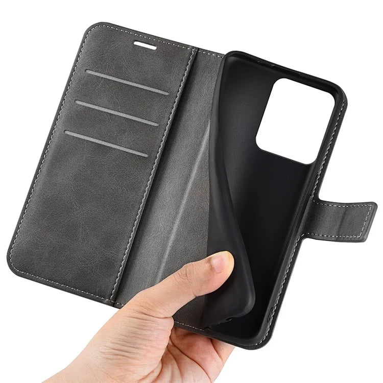 For Xiaomi Redmi Note 13R 5G / Redmi 13 4G / Poco M6 4G Wallet Case Leather Phone Cover Calf Texture