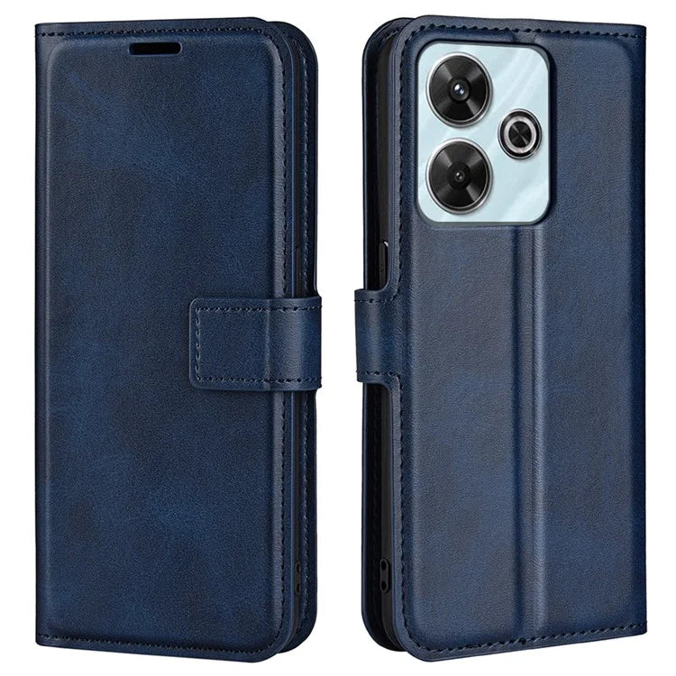 For Xiaomi Redmi Note 13R 5G / Redmi 13 4G / Poco M6 4G Wallet Case Leather Phone Cover Calf Texture