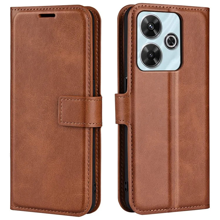 For Xiaomi Redmi Note 13R 5G / Redmi 13 4G / Poco M6 4G Wallet Case Leather Phone Cover Calf Texture