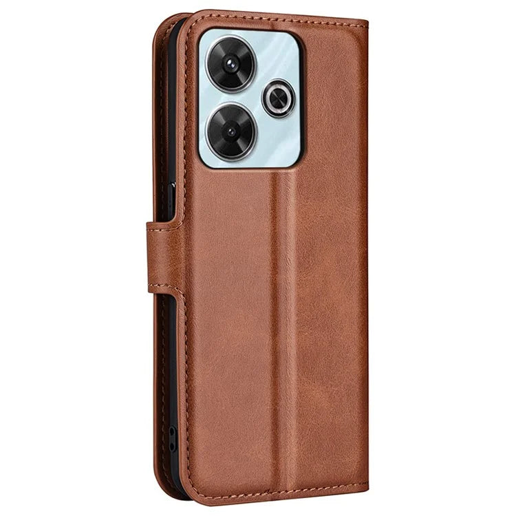 For Xiaomi Redmi Note 13R 5G / Redmi 13 4G / Poco M6 4G Wallet Case Leather Phone Cover Calf Texture