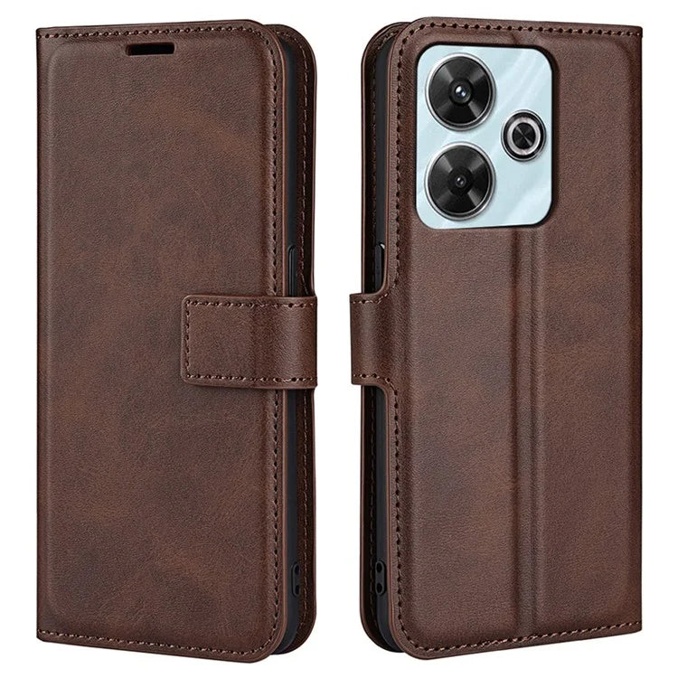 For Xiaomi Redmi Note 13R 5G / Redmi 13 4G / Poco M6 4G Wallet Case Leather Phone Cover Calf Texture