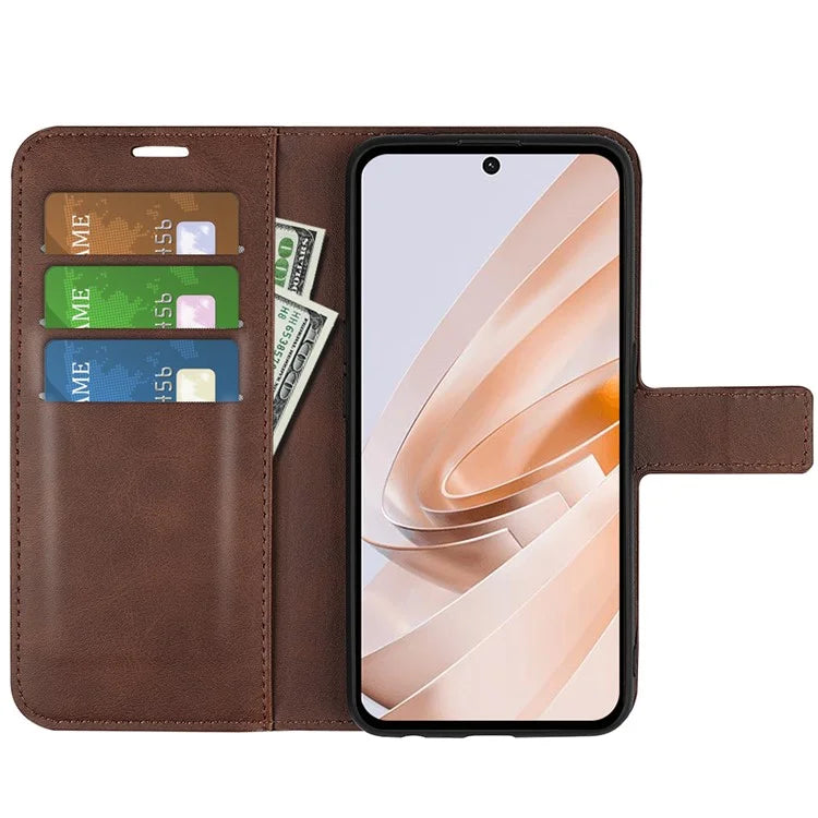 For Xiaomi Redmi Note 13R 5G / Redmi 13 4G / Poco M6 4G Wallet Case Leather Phone Cover Calf Texture