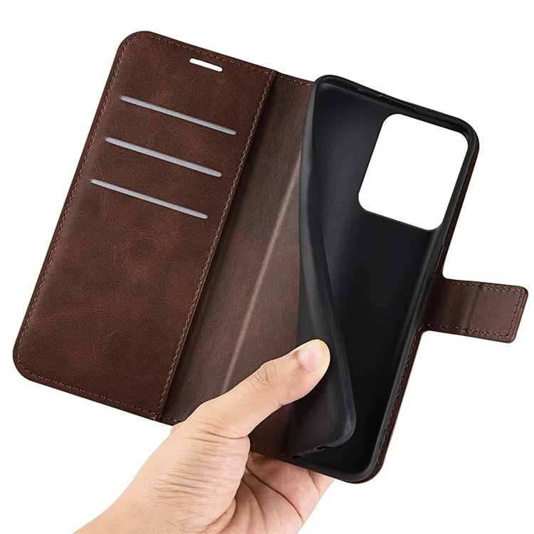 For Xiaomi Redmi Note 13R 5G / Redmi 13 4G / Poco M6 4G Wallet Case Leather Phone Cover Calf Texture