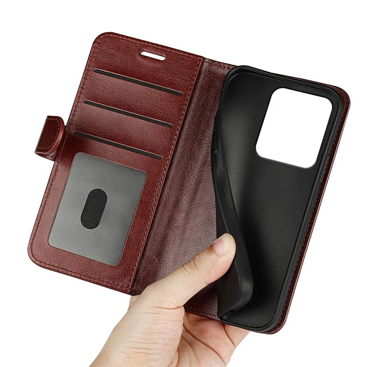 For Xiaomi Redmi Note 13R 5G / Redmi 13 4G / Poco M6 4G Case Leather Phone Cover Crazy Horse Texture