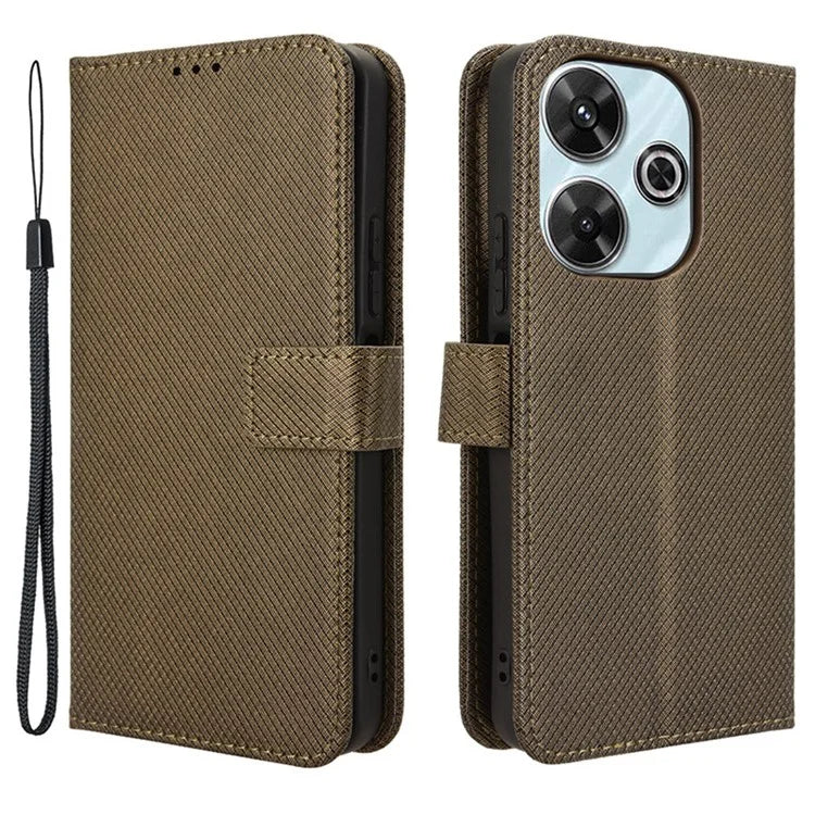 For Xiaomi Redmi 13 4G / Note 13R 5G / Poco M6 4G Case Diamond Texture Leather Phone Cover