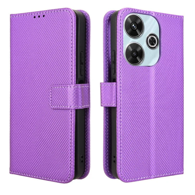 For Xiaomi Redmi 13 4G / Note 13R 5G / Poco M6 4G Case Diamond Texture Leather Phone Cover