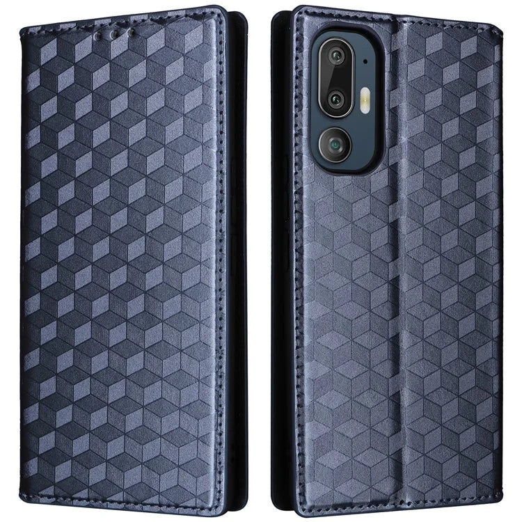 For HTC U24 Pro 5G Case Leather Wallet Stand Phone Cover Rhombus Pattern