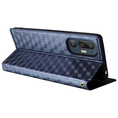 For HTC U24 Pro 5G Case Leather Wallet Stand Phone Cover Rhombus Pattern