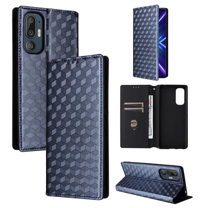 For HTC U24 Pro 5G Case Leather Wallet Stand Phone Cover Rhombus Pattern