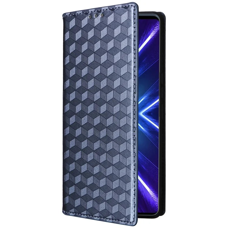 For HTC U24 Pro 5G Case Leather Wallet Stand Phone Cover Rhombus Pattern