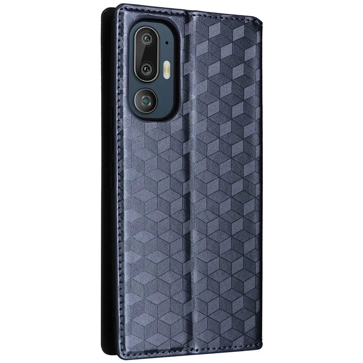 For HTC U24 Pro 5G Case Leather Wallet Stand Phone Cover Rhombus Pattern
