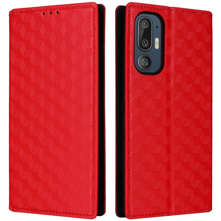 For HTC U24 Pro 5G Case Leather Wallet Stand Phone Cover Rhombus Pattern