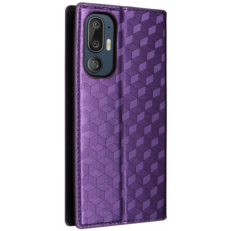 For HTC U24 Pro 5G Case Leather Wallet Stand Phone Cover Rhombus Pattern