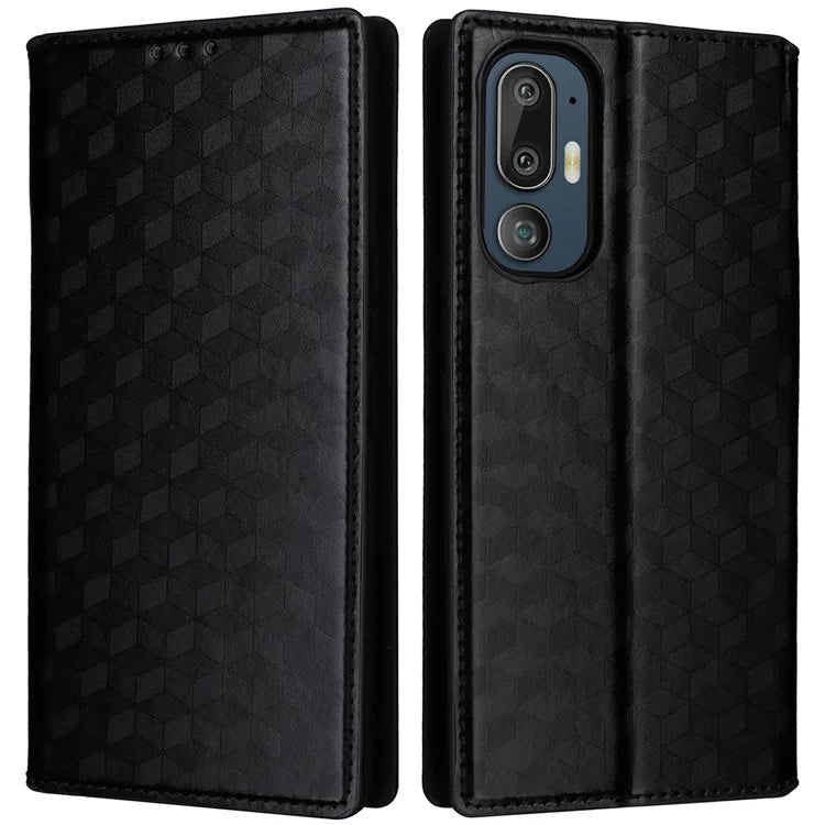 For HTC U24 Pro 5G Case Leather Wallet Stand Phone Cover Rhombus Pattern