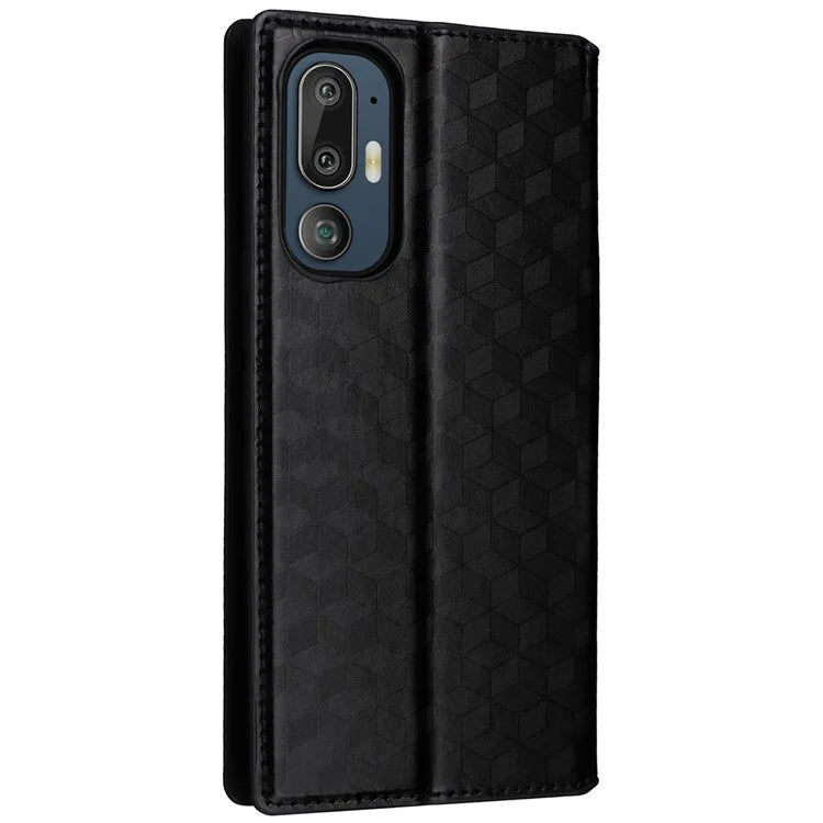 For HTC U24 Pro 5G Case Leather Wallet Stand Phone Cover Rhombus Pattern
