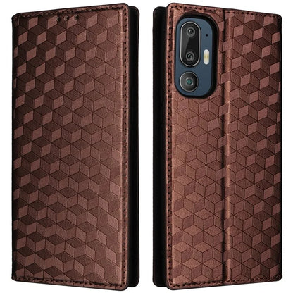 For HTC U24 Pro 5G Case Leather Wallet Stand Phone Cover Rhombus Pattern
