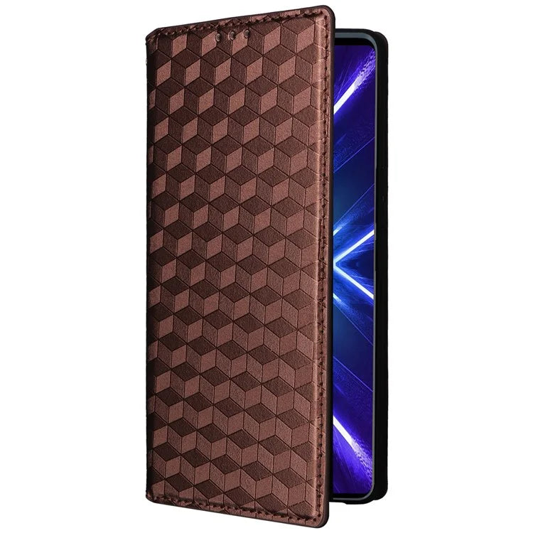 For HTC U24 Pro 5G Case Leather Wallet Stand Phone Cover Rhombus Pattern