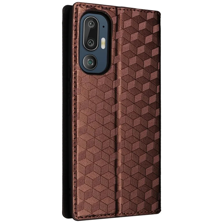 For HTC U24 Pro 5G Case Leather Wallet Stand Phone Cover Rhombus Pattern