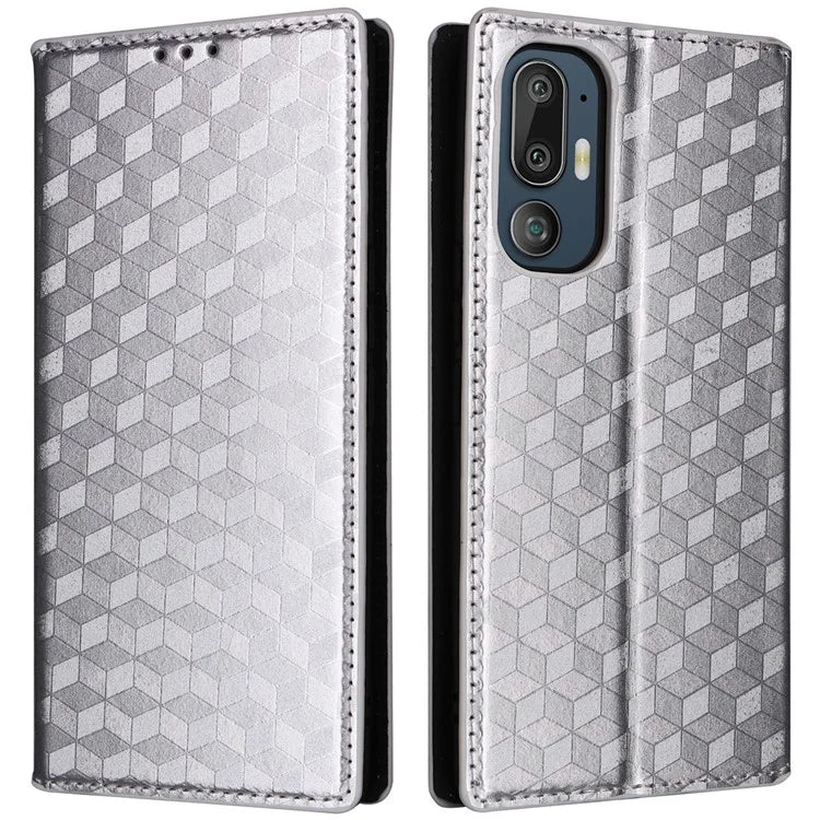 For HTC U24 Pro 5G Case Leather Wallet Stand Phone Cover Rhombus Pattern