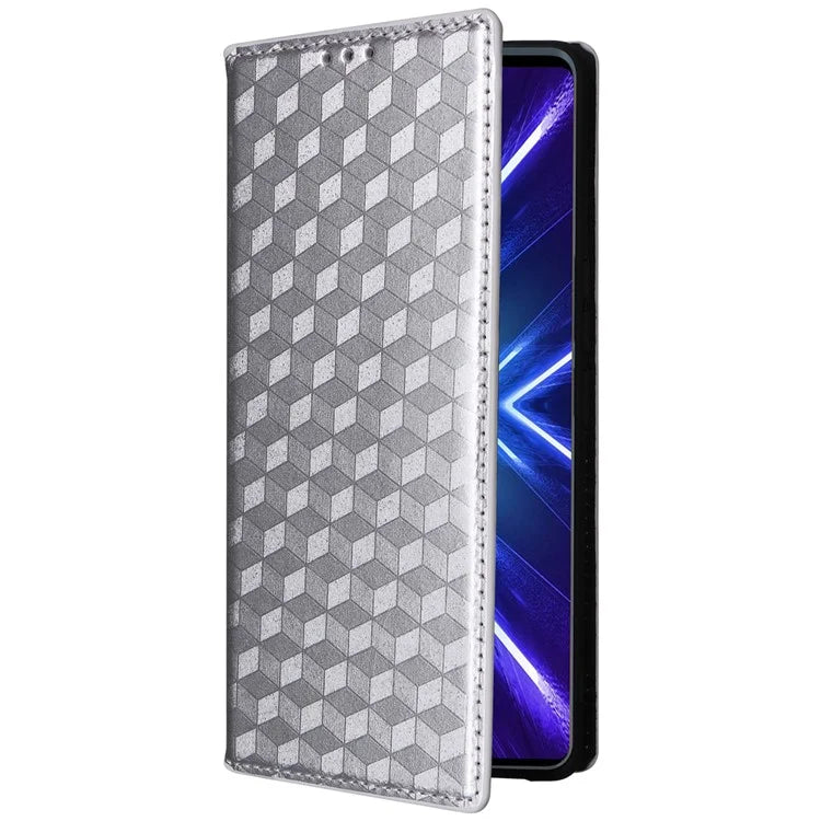 For HTC U24 Pro 5G Case Leather Wallet Stand Phone Cover Rhombus Pattern