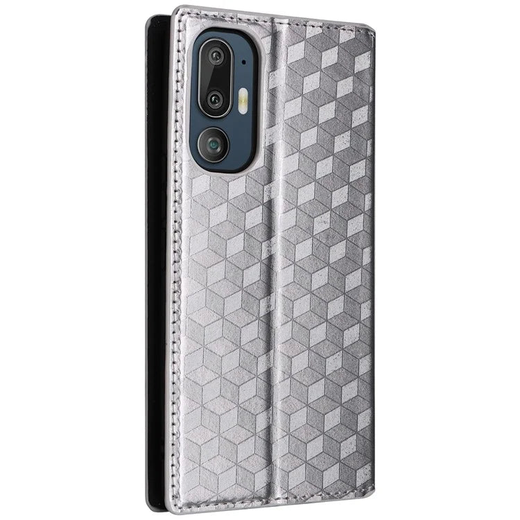 For HTC U24 Pro 5G Case Leather Wallet Stand Phone Cover Rhombus Pattern