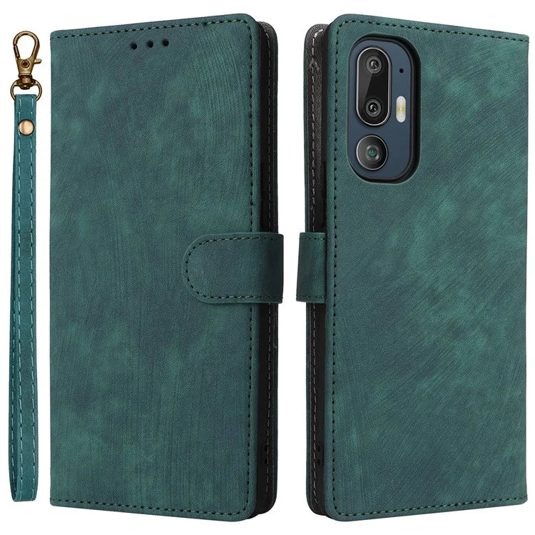 For HTC U24 Pro 5G Case RFID Blocking Wallet Leather Phone Cover with Strap