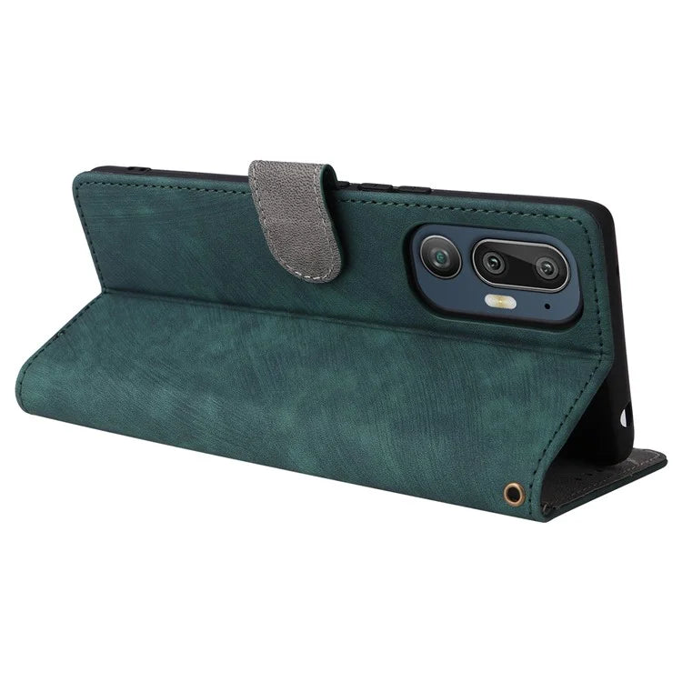 For HTC U24 Pro 5G Case RFID Blocking Wallet Leather Phone Cover with Strap