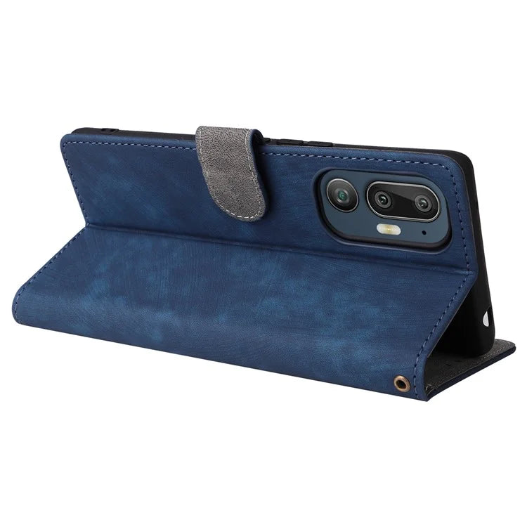 For HTC U24 Pro 5G Case RFID Blocking Wallet Leather Phone Cover with Strap
