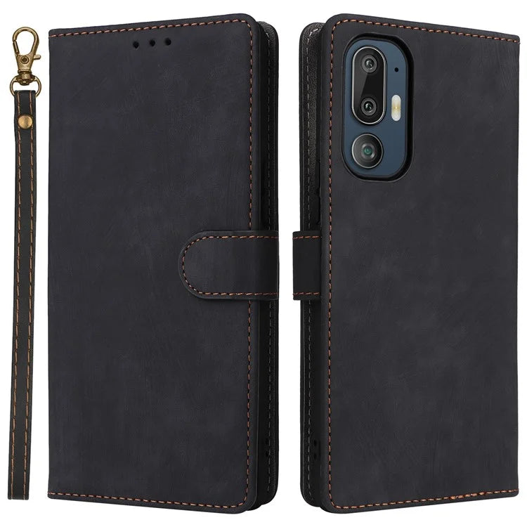 For HTC U24 Pro 5G Case RFID Blocking Wallet Leather Phone Cover with Strap