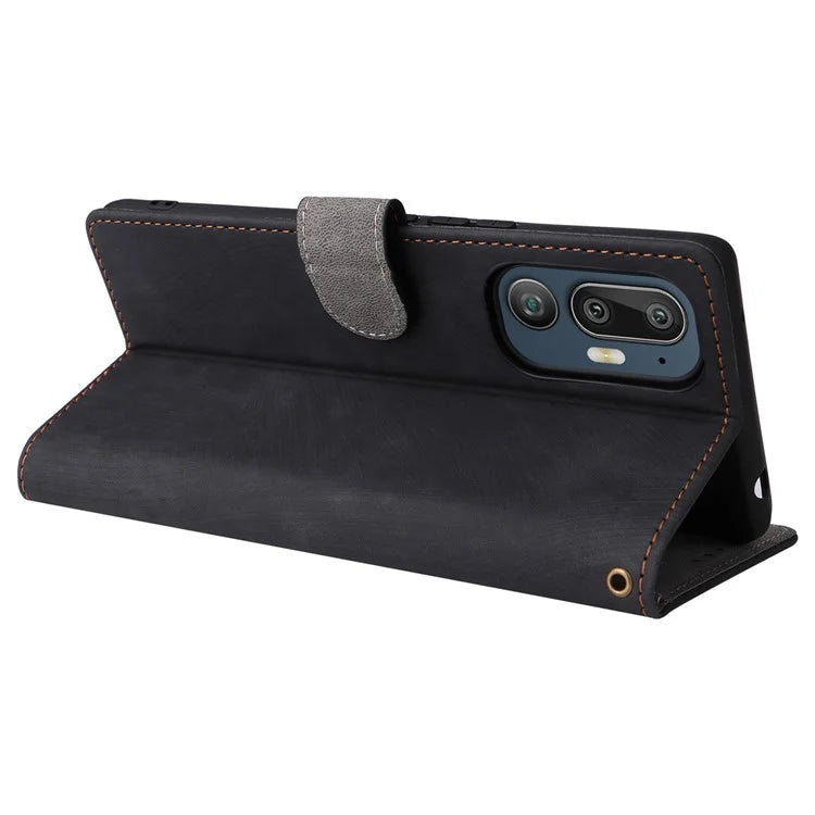 For HTC U24 Pro 5G Case RFID Blocking Wallet Leather Phone Cover with Strap