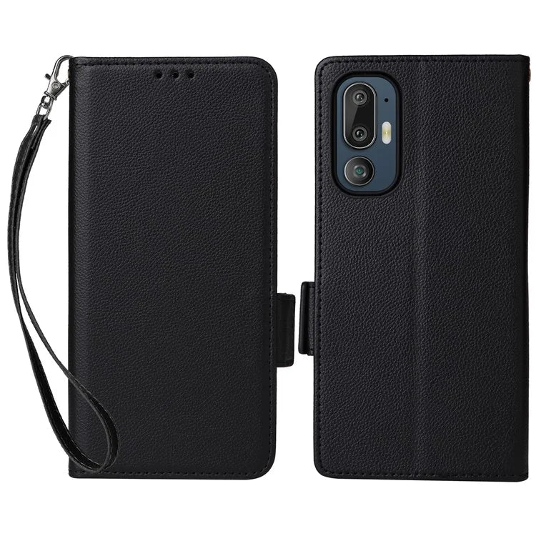 For HTC U24 Pro 5G Case Litchi Texture Leather Phone Cover with Strap