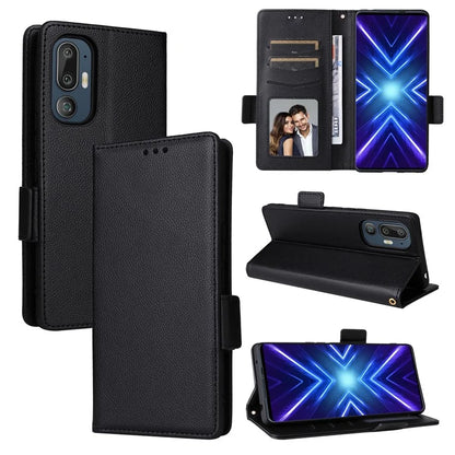 For HTC U24 Pro 5G Case Litchi Texture Leather Phone Cover with Strap