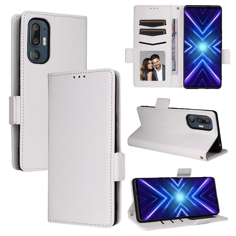 For HTC U24 Pro 5G Case Litchi Texture Leather Phone Cover with Strap