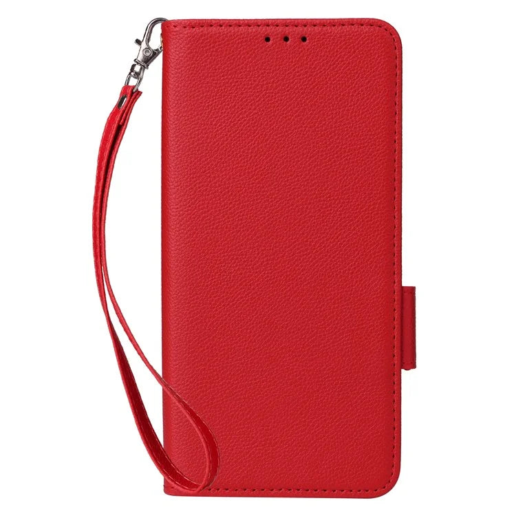 For HTC U24 Pro 5G Case Litchi Texture Leather Phone Cover with Strap