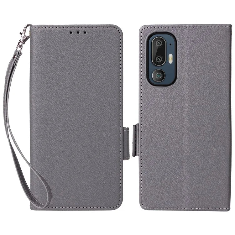 For HTC U24 Pro 5G Case Litchi Texture Leather Phone Cover with Strap