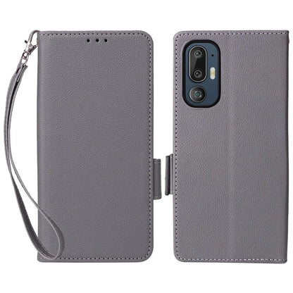 For HTC U24 Pro 5G Case Litchi Texture Leather Phone Cover with Strap