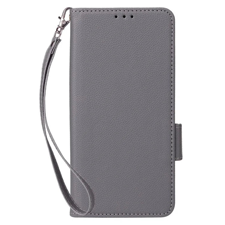 For HTC U24 Pro 5G Case Litchi Texture Leather Phone Cover with Strap