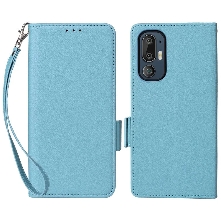 For HTC U24 Pro 5G Case Litchi Texture Leather Phone Cover with Strap